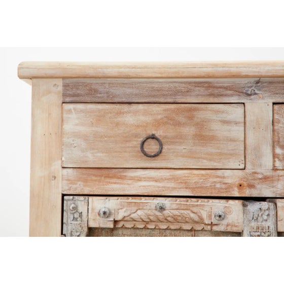 Wood 1980s Colonial Style Indian Bleached Teak Sideboard Server Cabinet For Sale - Image 7 of 11