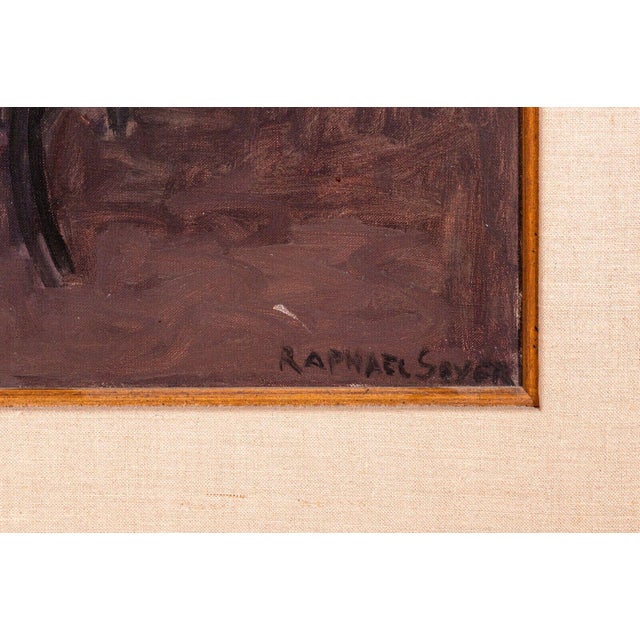 1950s Raphael Soyer Seated Girl Signed Vintage Modern Figurative Original Oil Painting For Sale - Image 5 of 11