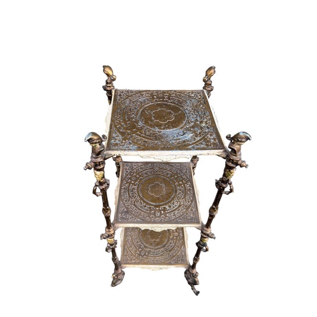 Iron Figural Brass Tone Victorian Pedestal For Sale - Image 4 of 17