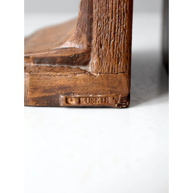 Early 20th Century Vintage End of Trail Chalkware Bookends Pair For Sale - Image 5 of 13