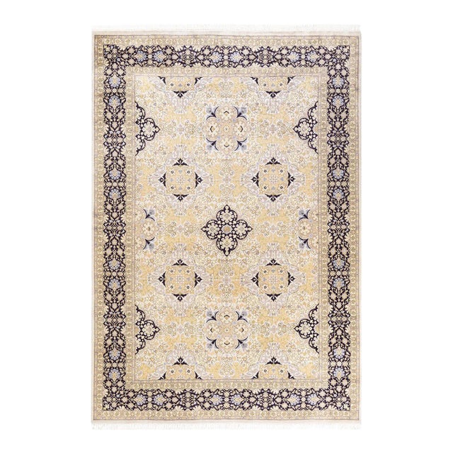 Mogul, One-of-a-Kind Hand-Knotted Area Rug in Ivory, 6' 2" x 8' 10" For Sale