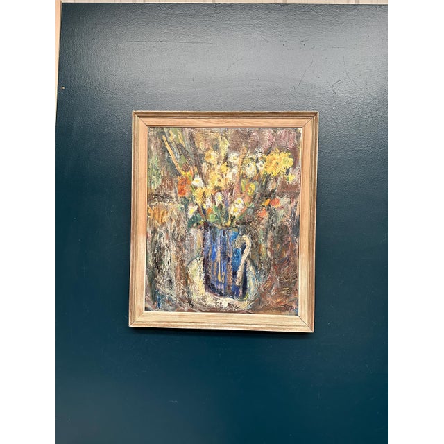 Sven Age, Flowers in Blue Vase, 1950s, Oil on Panel, Framed For Sale - Image 8 of 18