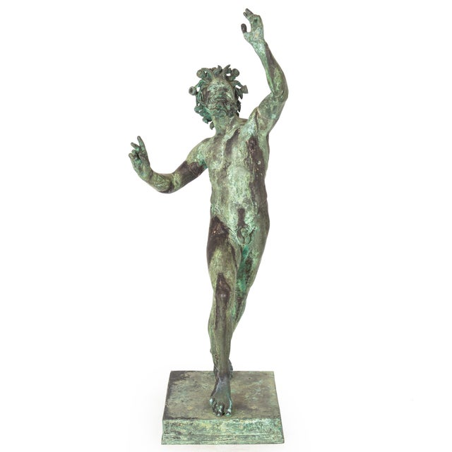 GRAND TOUR VERDIGRIS PATINATED MODEL OF THE DANCING FAUN OF POMPEII After the model of Antiquity Italian, cast ca. 1900...