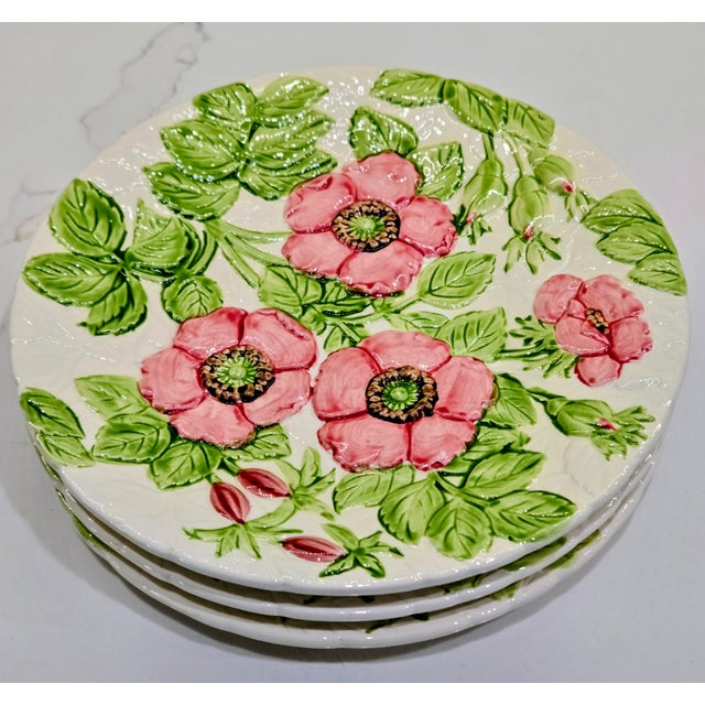 1980s 1988 Shafford Fleurs Du Jour Embossed Floral Dessert Plates — Set of 12 For Sale - Image 5 of 12