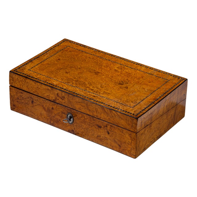 Biedermeier Writing Casket with Steel-Cut Decoration, Early 19th Century For Sale