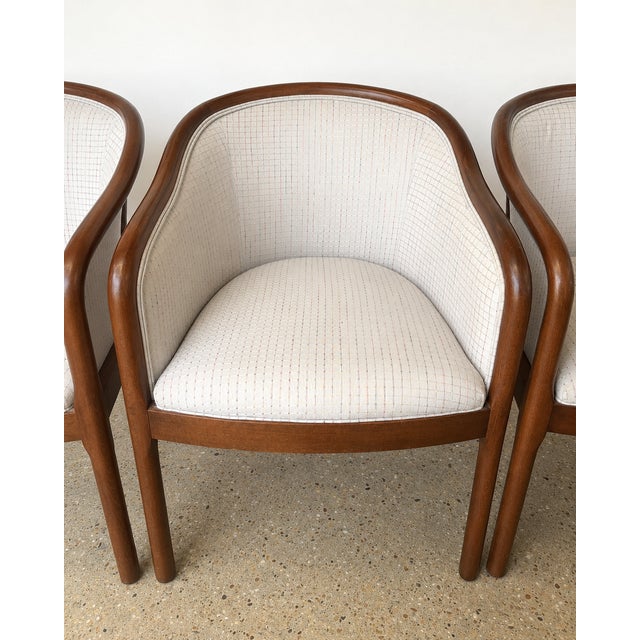 Dove Gray Handsome Set of 4 Ethan Allen Jacob Barrel Chairs in Dove Gray For Sale - Image 8 of 9