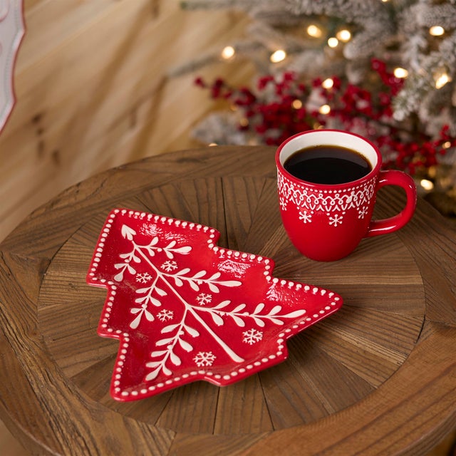 2020s Ceramic Tree Plate (Set of 4) For Sale - Image 5 of 6