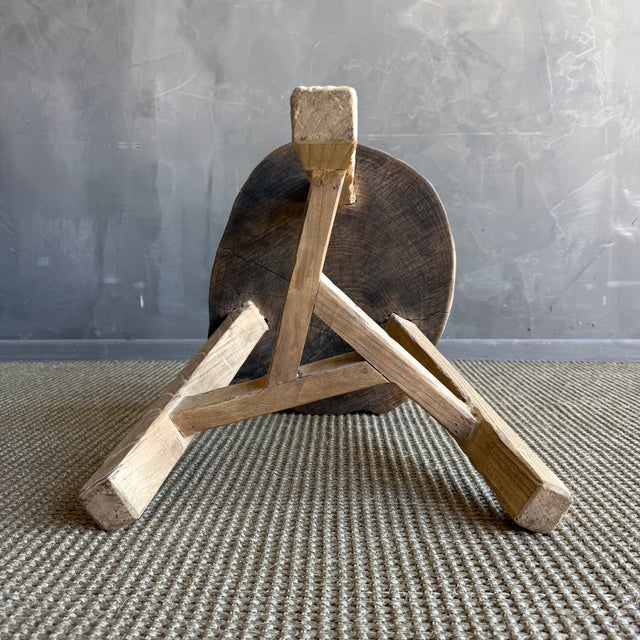 Brown Vintage Elm Wood Chop Block Table For Sale - Image 8 of 8