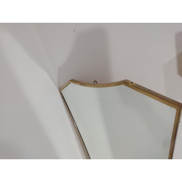 Vintage Mirror with Brass Frame, Italy, 1950s For Sale - Image 6 of 14