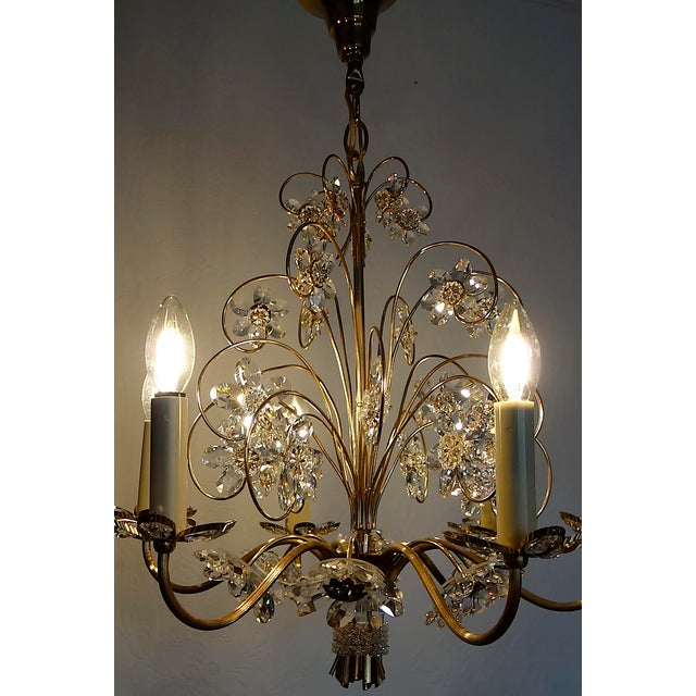 Vintage Brass Lead Crystal Chandelier from Palwa, 1960s For Sale - Image 10 of 18