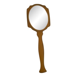 Vintage/Antique Art Deco Butterscotch Pearloid Celluloid Hand Vanity Mirror For Sale