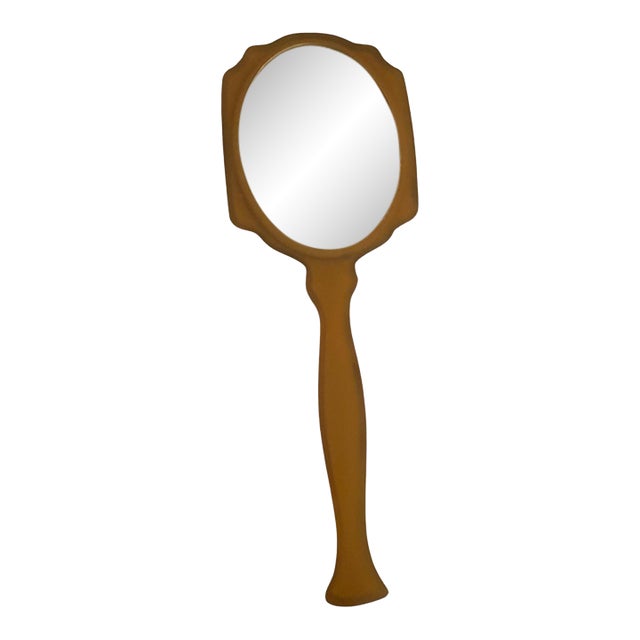 Vintage/Antique Art Deco Butterscotch Pearloid Celluloid Hand Vanity Mirror For Sale