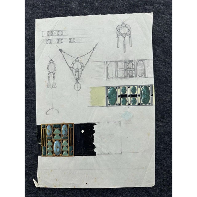 Carl Heinz Berberich, Jewelry Design Drawing, 1920s, Gouache For Sale - Image 13 of 13