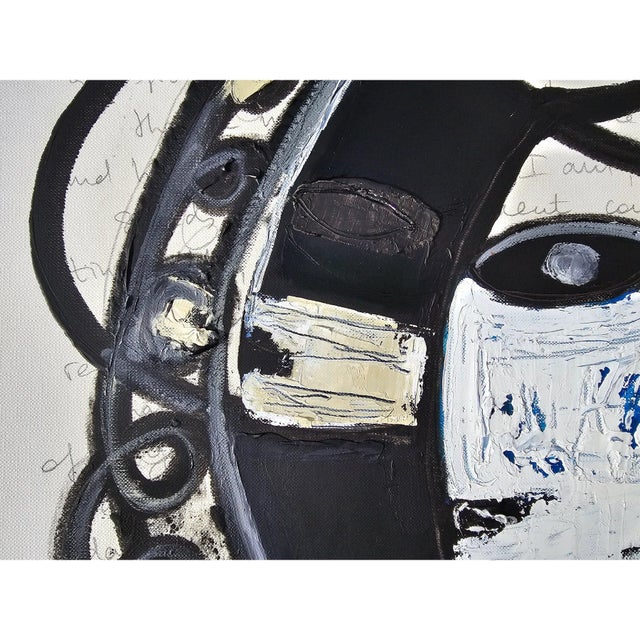 One-of-a-Kind Abstract Figurative Original Oil Painting 'African Mask' in the Style of Pablo Picasso For Sale - Image 6 of 9