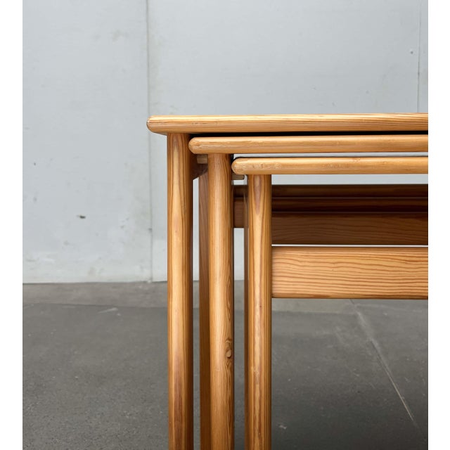 Wood Mid-Century Modern Pine Nesting Tables from Asko, Finland, 1960s, Set of 3 For Sale - Image 7 of 18