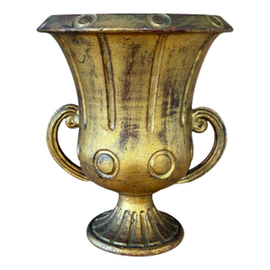 Mid-20th Century Italian Gilt Terracotta Two-Handled Urn