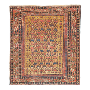 Antique Zabihi Collection Caucasian Shirvan Mustard Field Square Late 19th Century Rug