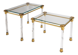 Coffee Tables in Acrylic Glass and Brass, Italy, Late 20th Century, Set of 2