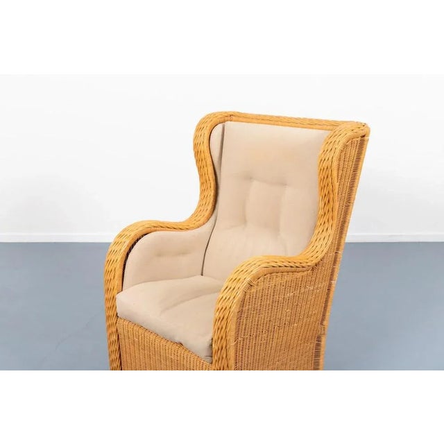 Vintage Italian Wicker Lounge Armchair For Sale - Image 9 of 11
