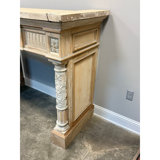 French Louis XVI Neoclassical Style Carved Wood Fireplace Mantel For Sale - Image 10 of 12