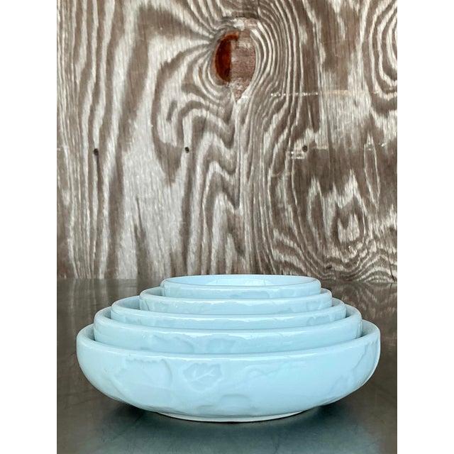 Vintage Asian Glazed Ceramic Stacking Bowls - Set of 5 For Sale - Image 9 of 10