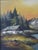 An enchanting oil on canvas that captures the magical ambiance of an alpine setting. The painting features rugged, snow-...