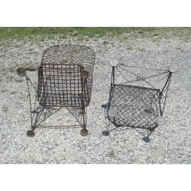 Antique Victorian Style Wire Chairs - Set of 2 For Sale - Image 9 of 12