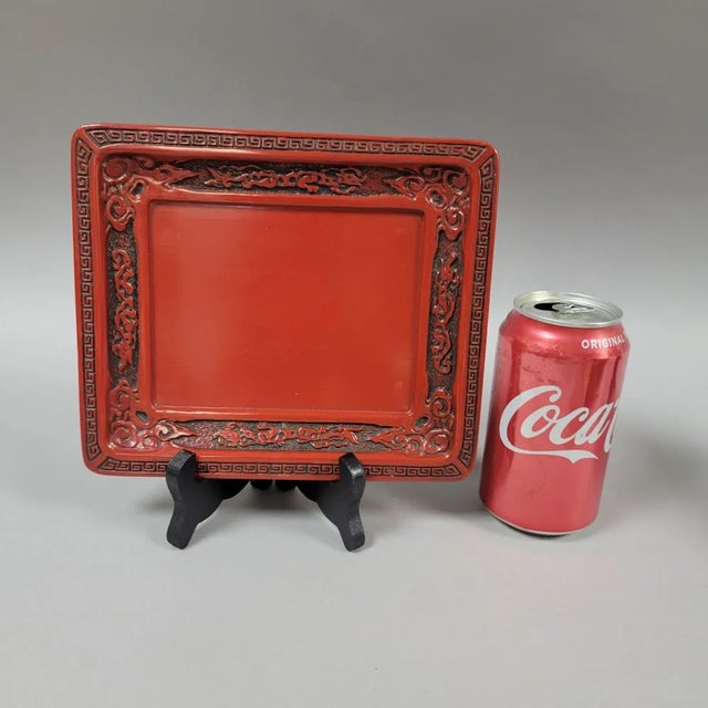 A fine Japanese red lacquer tray dating Taisho era, pre 1920. In excellent condition with only having some light wear to...