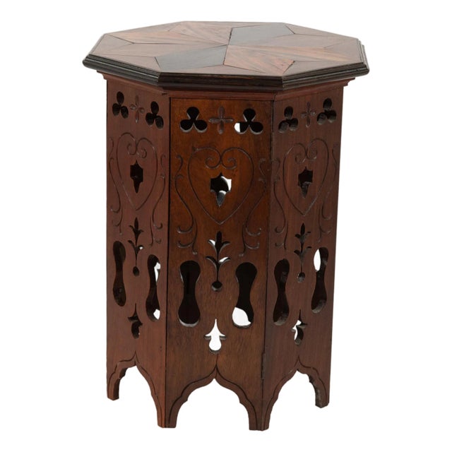 Anglo Indian Travel Table With Large Star Inlay, Circa 1900 For Sale