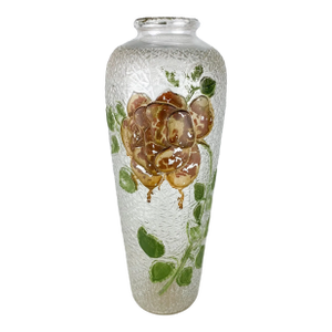 Vintage Art Nouveau Floral Roses Art Glass Vase