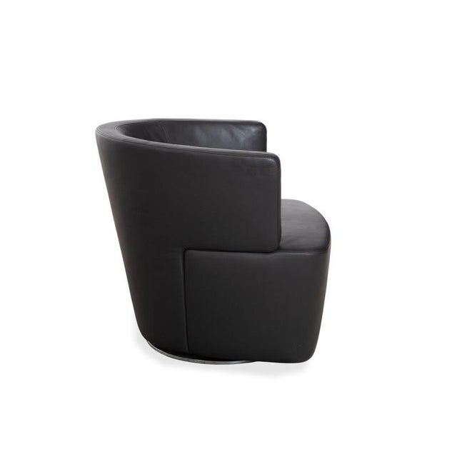 Modern Ishino Swivel Lounge Chairs in Anthracite Leather from Walter Knoll / Wilhelm Knoll, Set of 3 For Sale - Image 3 of 15