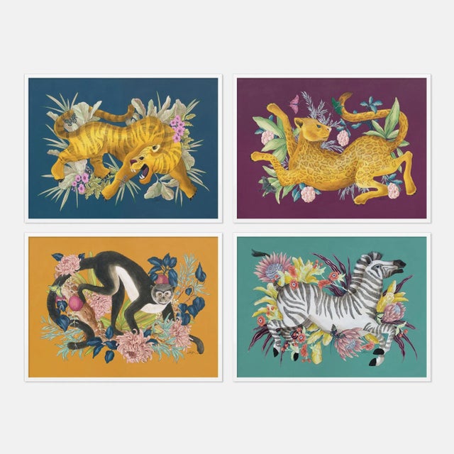Fauna Set of 4 by Allison Cosmos in White Frame, Small Art Print For Sale In Austin - Image 6 of 6