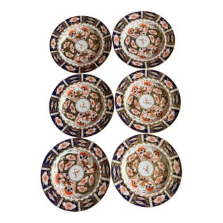 A Super Fine Set of 6 Royal Crown Derby Imari Pattern Dessert Plates by Stevenson & Hancock, Circa 1860's For Sale