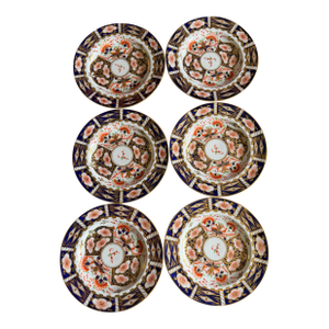 A Super Fine Set of 6 Royal Crown Derby Imari Pattern Dessert Plates by Stevenson & Hancock, Circa 1860's