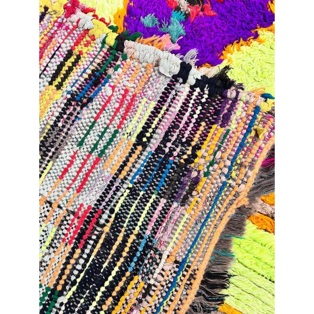Moroccan Artist Colored Yellow Traditional Berber Moroccan Cotton Rug For Sale - Image 4 of 9