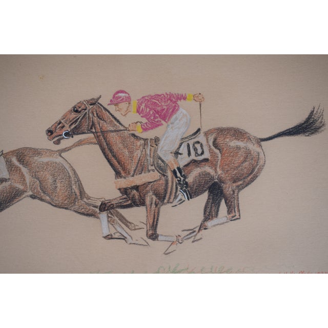 1920s Finish West Hills Plate Winner-Alligator 1928 Pastel Drawing by Paul Brown For Sale - Image 5 of 6