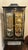Vintage Chinoiserie China Cabinet of unknown origin, with gold decorating painted on black wood.
