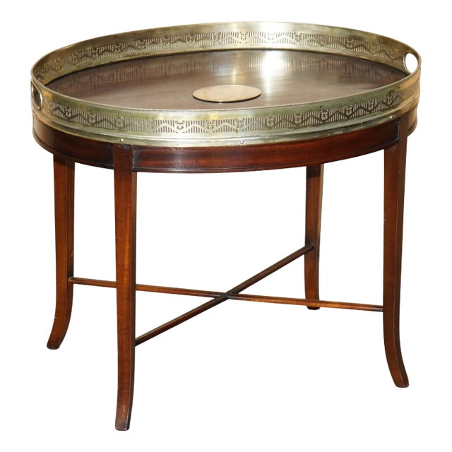 Antique Georgian Hand-Sawn Hardwood Rail Coffee Table with Brass Gallery, 1820 For Sale