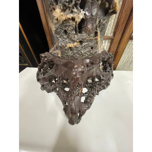 Antique Chinese Elaborately Carved Natural Hard-Stone Table Lamps—A Pair For Sale - Image 11 of 18