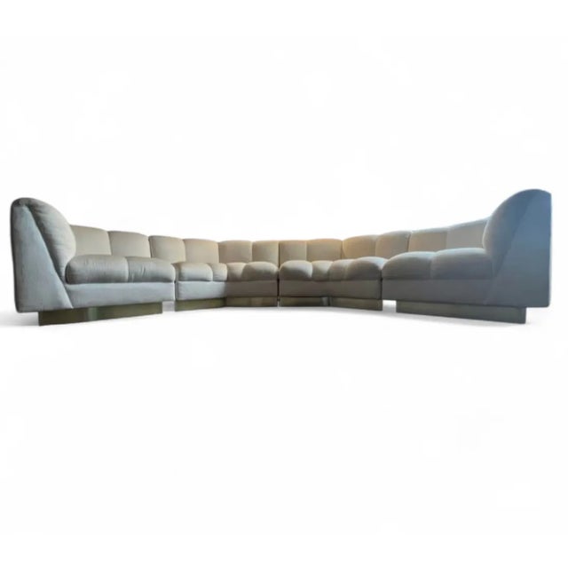 Wood Vintage Modern 6 Piece Sectional Sofa For Sale - Image 7 of 9