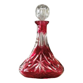 Mid 20th Century Decanter Nachtmann Ruby Red Ships Decanter With Stopper For Sale