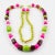 Bakelite and Lucite Long Necklace White, Hot Pink, Apple Green Beads For Sale - Image 4 of 12