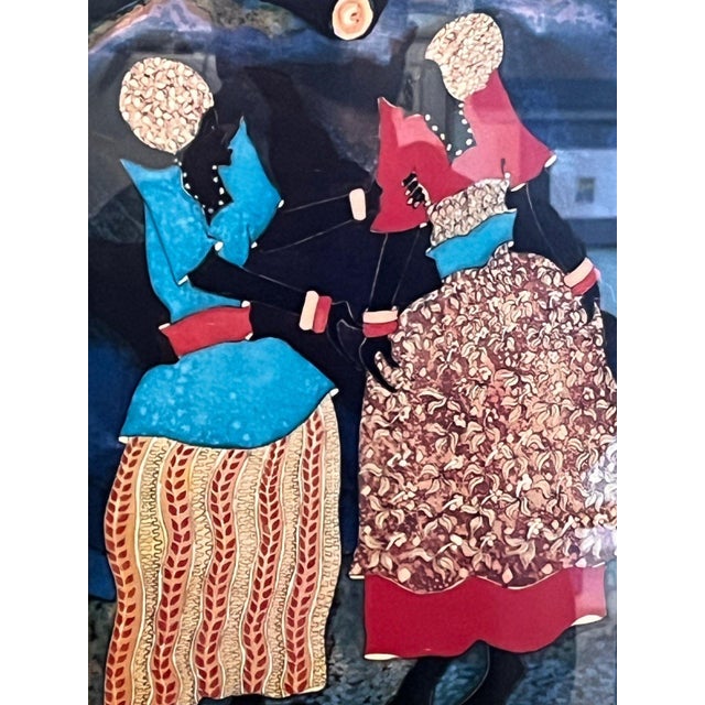 Figurative Paul Nzalamba Framed African Art Print Under the Moon Ugandan Artist Signed For Sale - Image 3 of 6