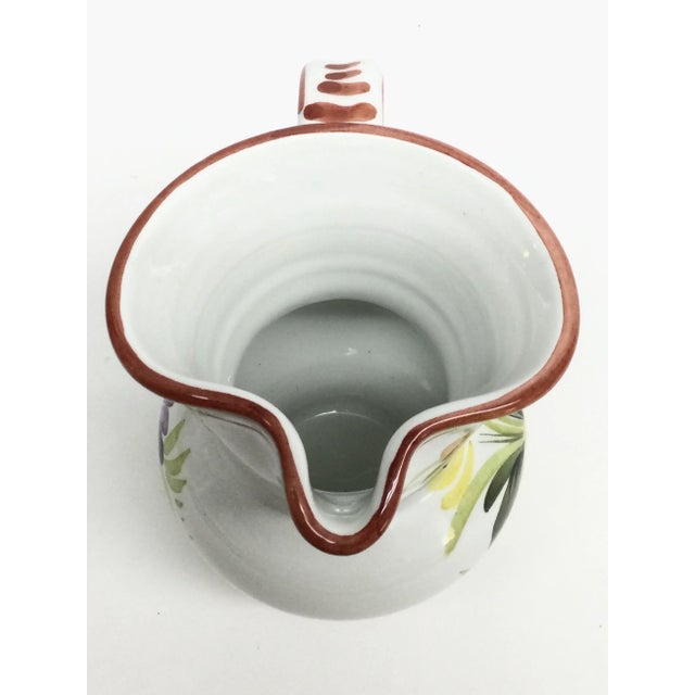 Ceramic Italian Ceramic Flower Hand Painted Small Pitcher For Sale - Image 7 of 8