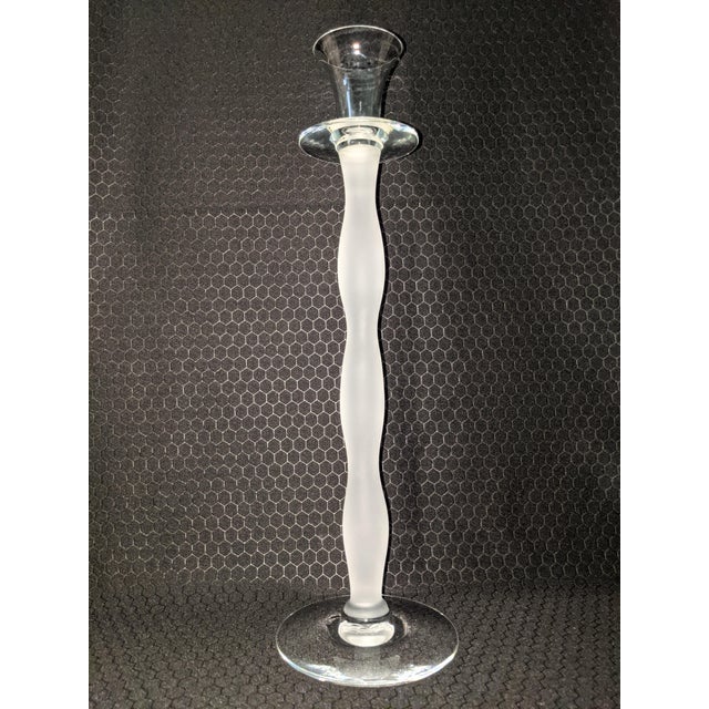Anne Nilsson for Orrefors "Celeste" Frosted Crystal Candlesticks, Sweden (Pair) For Sale - Image 15 of 17