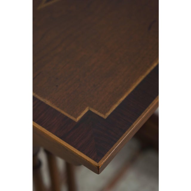 Wood High Quality Inlaid Mahogany Nesting Stack Tables For Sale - Image 7 of 12