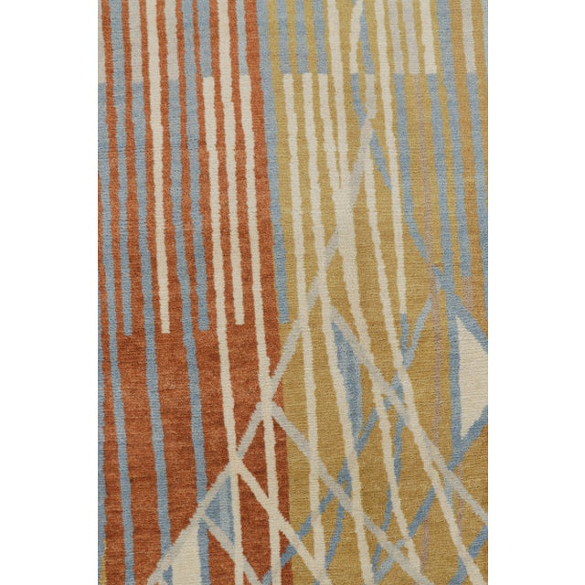 Mid-Century Modern Rug & Kilim’s Scandinavian Style Rug in Gold With Geometric Patterns For Sale - Image 3 of 7