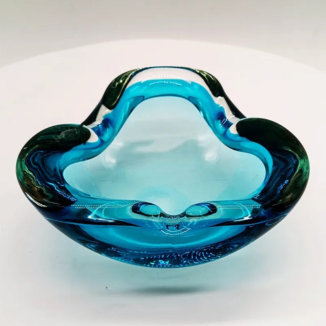 1960s Italian Ligh Blue Ashtray in Murano Glass by Flavio Poli for Seguso, 1960s For Sale - Image 5 of 8