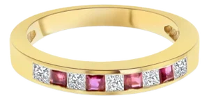 Diamond & Ruby Wedding Band .50cttw 14k Yellow Gold, Size 7