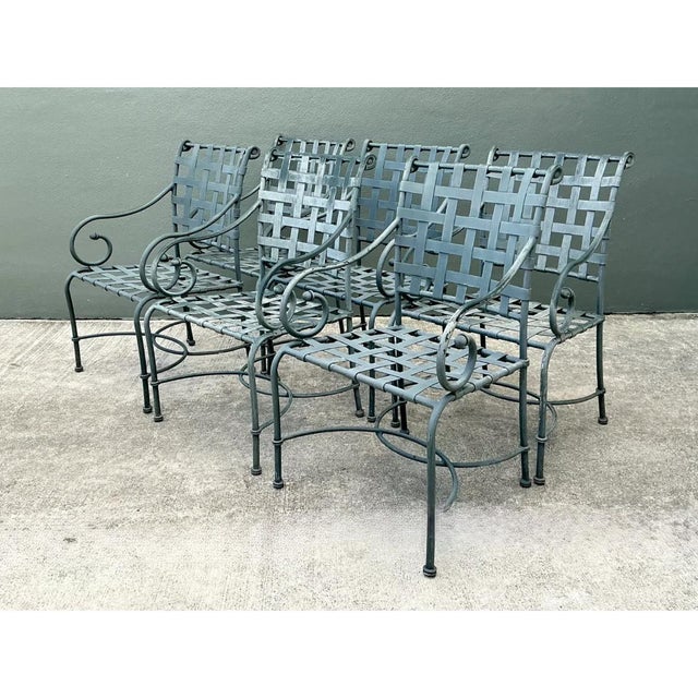 Mid 20th Century Vintage Brown Jordan “Florentine” Cast Aluminum Dining Chairs - Set of 6 For Sale - Image 5 of 12